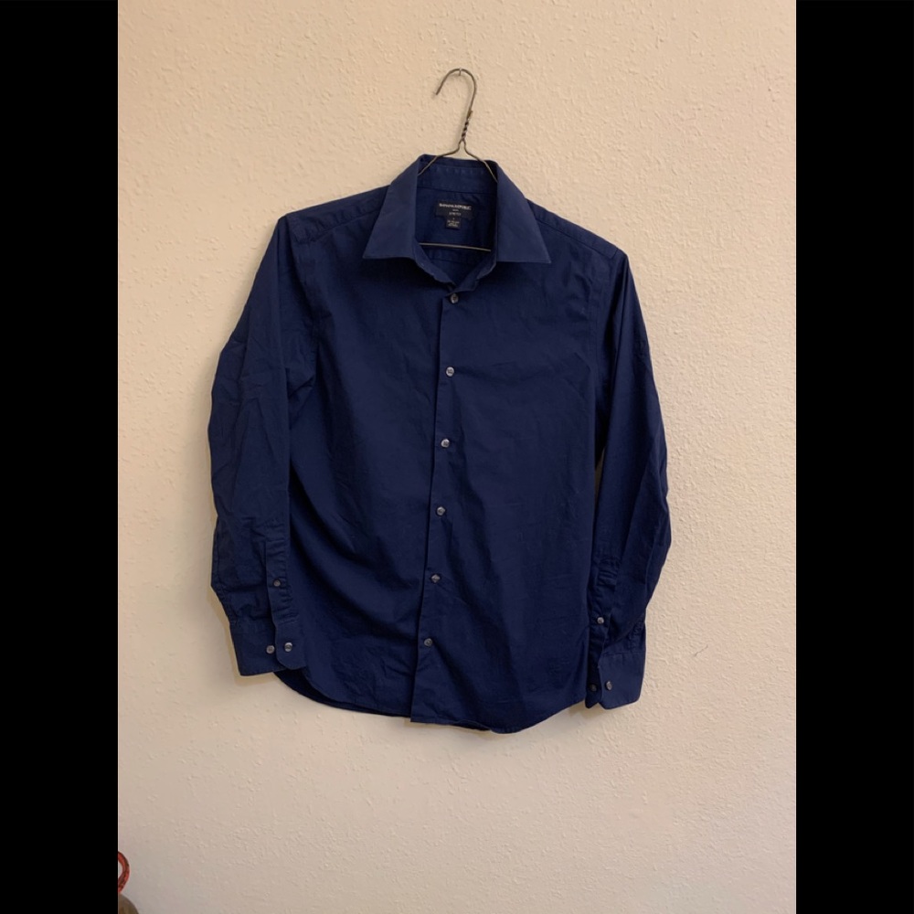 Banana Republic Mens Stretch Button Up Long Sleeve Formal Dress Shirt Small
